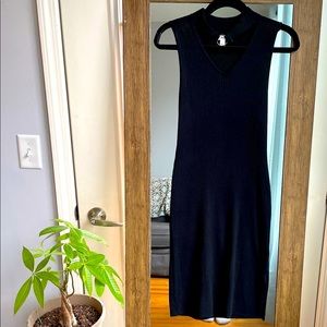 Say What? Black Ribbed Choker Dress